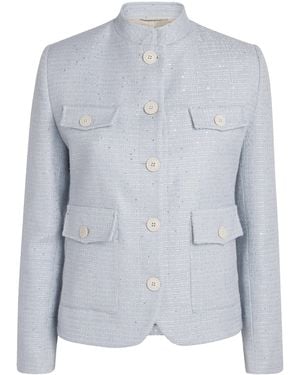 Eleventy Bouclé Tweed Jacket - Blue