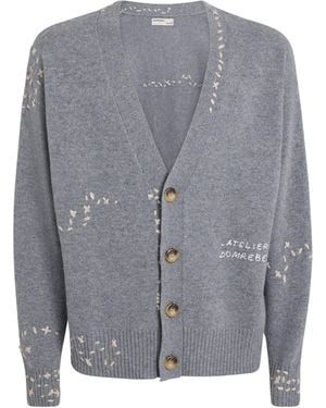DOMREBEL Wool Exposed Stitching Cardigan - Gray