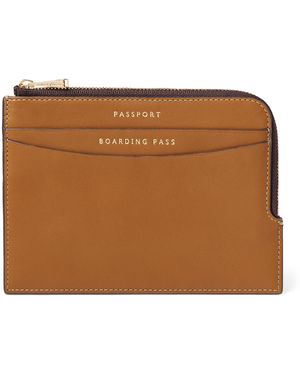 Aspinal of London Leather Zipped Travel Wallet - Brown