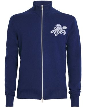 Vilebrequin Virgin Wool-Cashmere Juan Zip-Up Cardigan - Blue