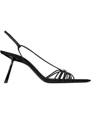 Saint Laurent Leather Jerry Slingback Sandals 80 - Metallic