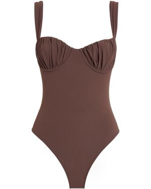 Faithfull the Brand Ruched Frida Swimsuit - Brown