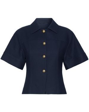 Max Mara Cotton Slim-Fit Jacket - Blue