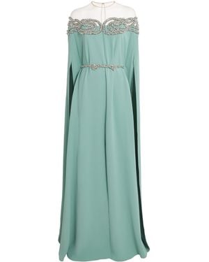 Zuhair Murad Embellished Cape Gown - Green