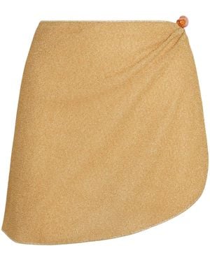 Oséree Metallic Beaded Lumière Mini Pareo Skirt - Natural