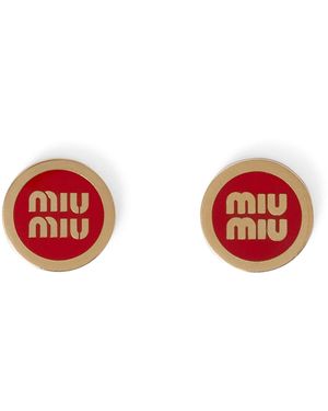 Miu Miu Enamelled Logo Earrings - Red
