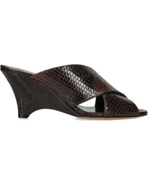 Le Monde Beryl Leather Sneak-Effect Luca Mules 70 - Brown