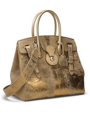 Ralph Lauren Foiled Leather Extra-Soft Ricky 33 Top-Handle Bag - Natural