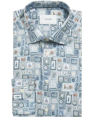 Eton Organic Cotton Printed Shirt - Blue