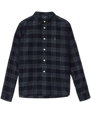 AllSaints Organic Cotton Check Rockley Shirt - Blue