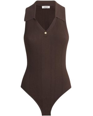 Sandro Knitted Polo Bodysuit - Brown