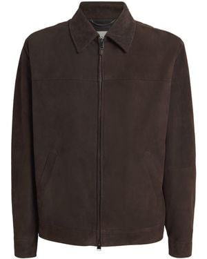 Canali Goat Suede Zip-Up Jacket - Brown