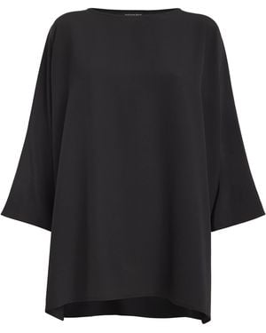 Eskandar Silk Boat-Neck Top - Black