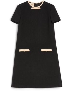 Valentino Wool-Blend Mini Dress - Black