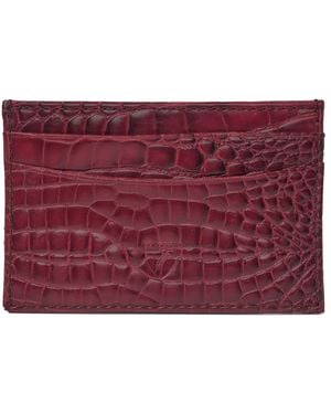 Aspinal of London Croc-Embossed Leather Slim Card Holder - Red