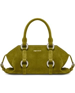 McQueen Small Suede Farringdon Top-Handle Bag - Green