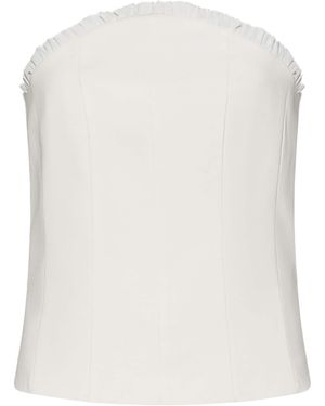 Marella Ruffled-Neck Sleeveless Top - White