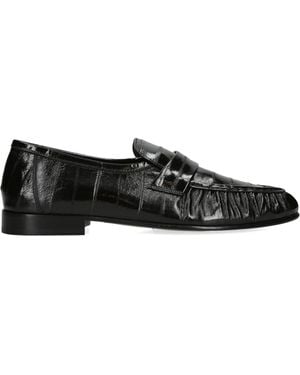 The Row Soft Fish Skin Loafers - Black