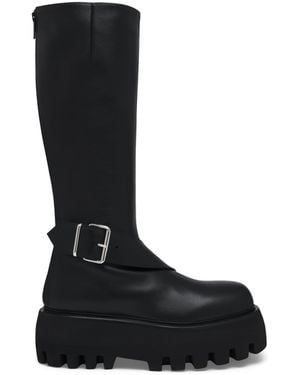 McQueen Leather Sofia Knee-High Boots - Black