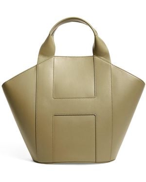 Harrods Medium Grab Leather Tote Bag - Green