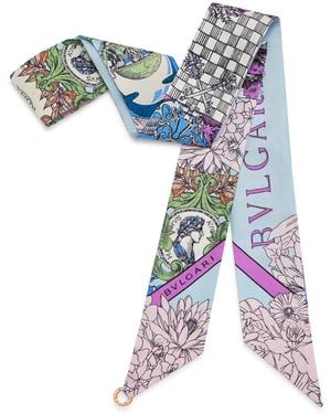 BVLGARI Silk Printed Scarf - Blue