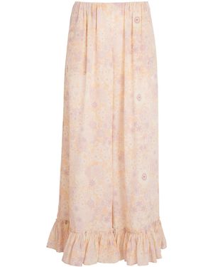 Chloé Silk Floral Print Wide-Leg Pants - Pink