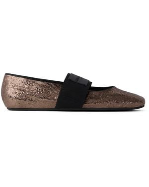 Givenchy Leather Snake-Effect Ballet Flats - Brown