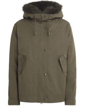 Yves Salomon Down Fur-Trim Technical Parka Coat - Green