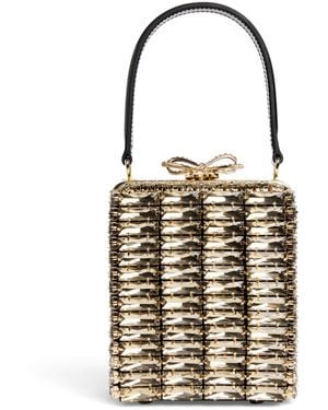 Self-Portrait Mini Crystal-Embellished Top-Handle Bag - Metallic