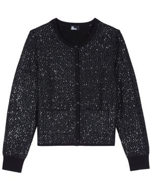 The Kooples Sequinned-Knit Cardigan - Black