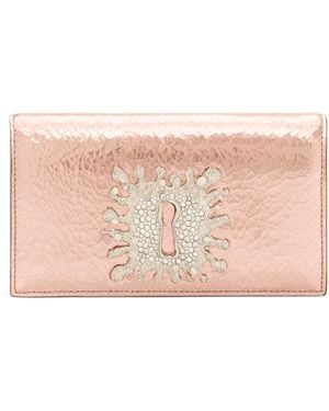 Schiaparelli Leather Embellished Keyhole Chain Clutch Bag - Pink