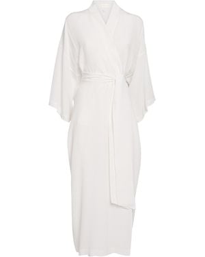 Olivia Von Halle Silk Queenie Long Robe - White