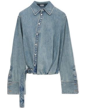 Loewe Cotton-Blend Draped Shirt - Blue