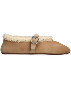 Alaïa Shearling Ballet Flats - Natural