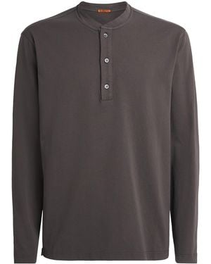Barena Cotton Jersey Henley Top - Grey