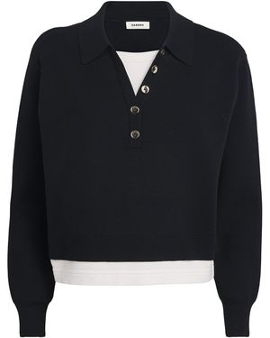 Sandro Knitted Layered Polo Shirt - Black