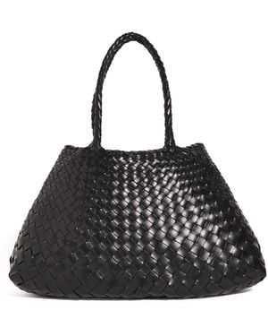 Dragon Diffusion Large Leather Woven Santa Croce Tote Bag - Black