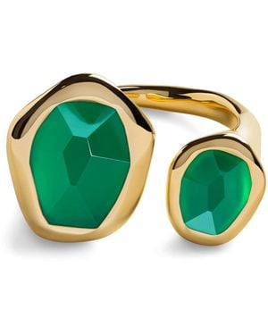Monica Vinader Vermeil And Onyx Open Ring - Green