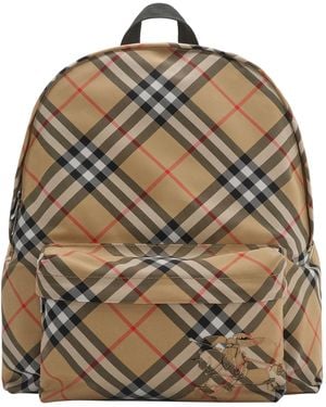 Burberry Check Backpack - Brown