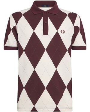 Fred Perry Cotton Argyle Polo - Purple
