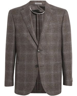 Corneliani Virgin Wool Check Blazer - Gray