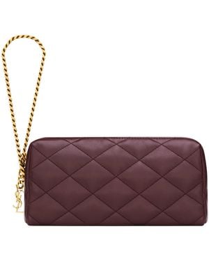 Saint Laurent Matelassé Chain Wallet - Purple