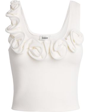 Sandro Knitted Floral Tank Top - White