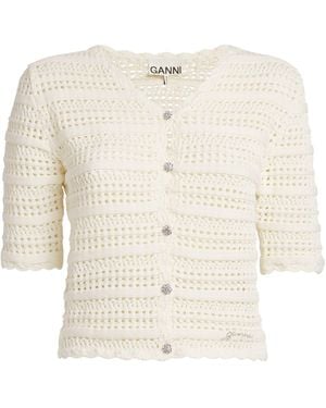 Ganni Organic Cotton Crotchet Cardigan - White