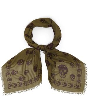 McQueen Modal-Silk Skull Scarf - Green