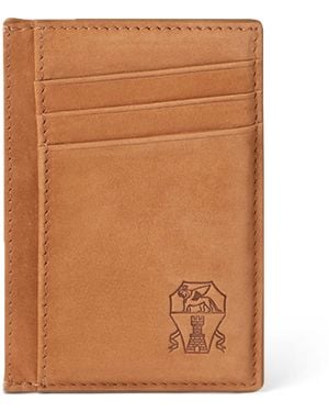 Brunello Cucinelli Nubuck Leather Card Holder - Brown