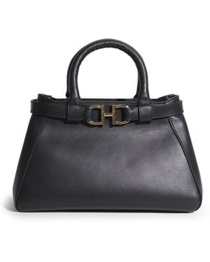 Harrods Small Leather Grace Top-Handle Bag - Black