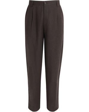 Oliver Spencer Linen-Cotton Morton Pleated Trousers - Brown