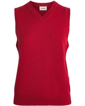 ME+EM Cashmere V-Neck Sweater Vest - Red
