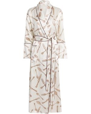 Olivia Von Halle Silk Cutlery Capability Robe - White